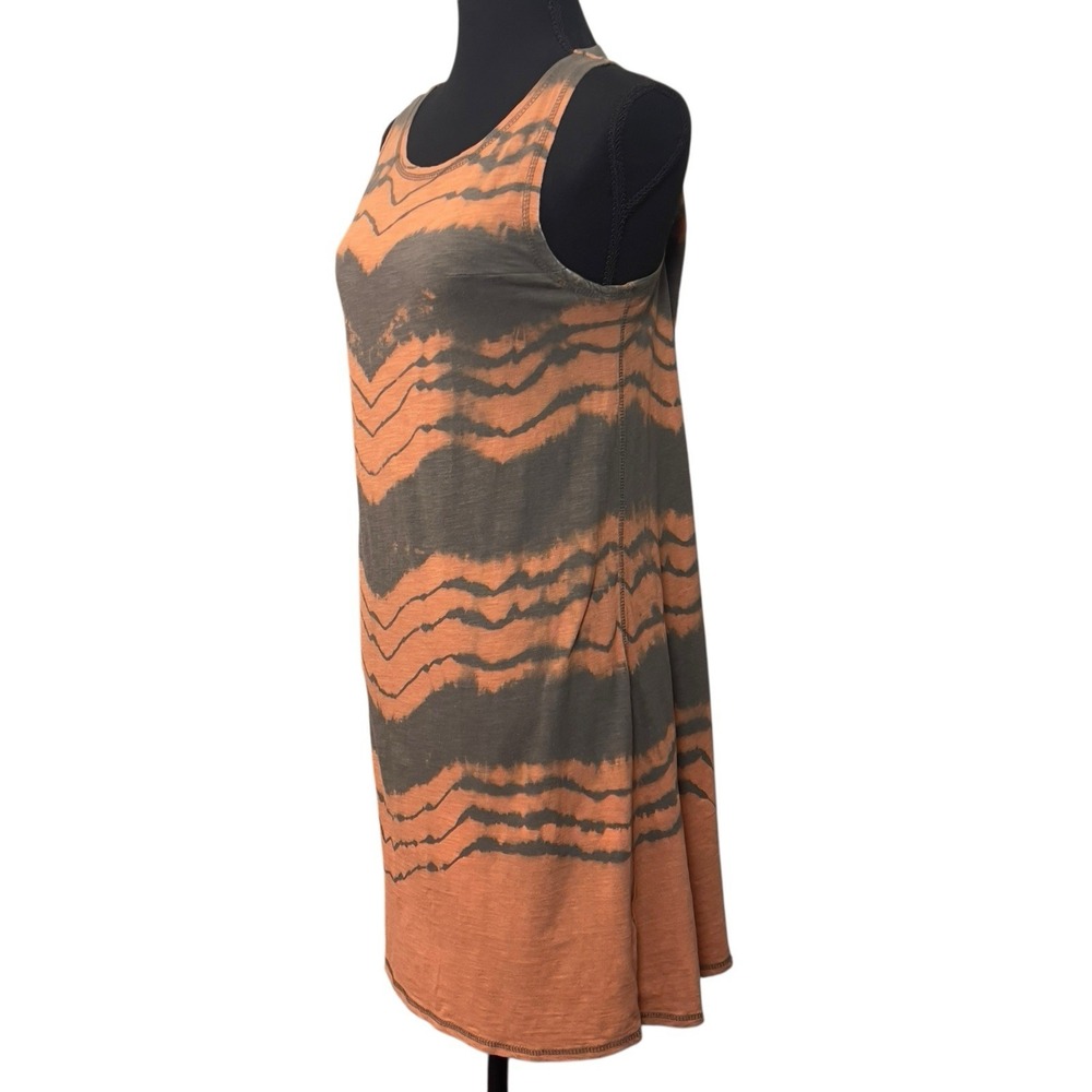 Loveriche T-Shirt Dress Green Orange Tie Die Size Large‎ A-Line Stretch Casual - Picture 2 of 7